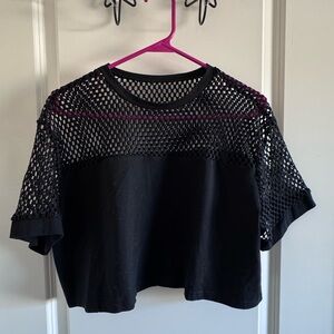 SHEIN Black Mesh Crop Top